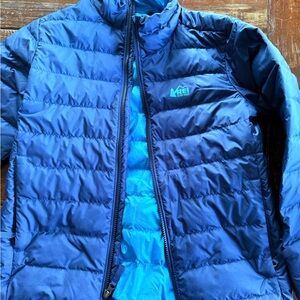 REI Kids Navy and Sky Blue Puffer Jacket